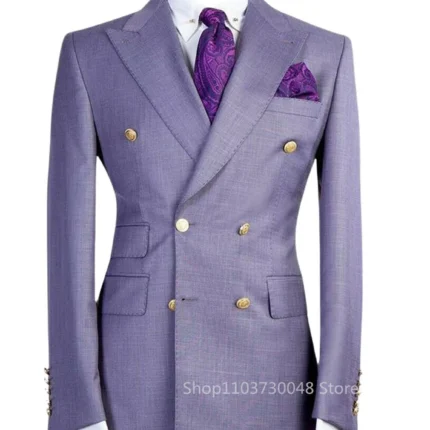 Light Purple Blazer for Men Peak Lapel Double Breasted Dinner Jacket