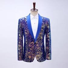 Sequins Colorblocking Men Blazer