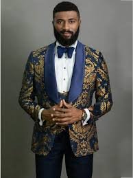 Men Suits Gold Pattern