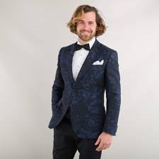 Navy Blue Floral Jacquard