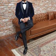Blue Velvet Men's 3 Pieces Suit