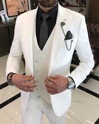 Men Suit 3 Pieces White