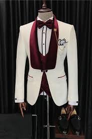 Men Suit 3 Pieces White