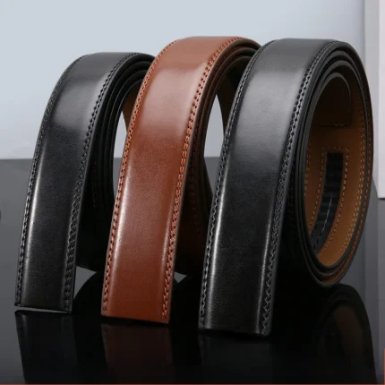 Genuine Leather Belt Strap Without Buckle – 3.5cm Luxury Cowskin Belt for Men & Women