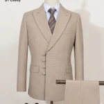 ST Cassy Elegant men suit for wedding Slim Fit Double Breasted Multiple buttons Casual Business man 2 piece outfit set
